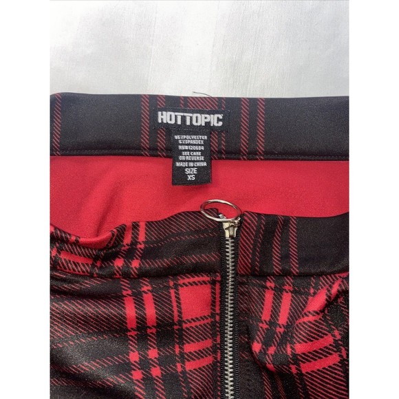 Hot Topic Skater Skirt Red and Black Extra Small Front Zipper - Picture 3 of 9